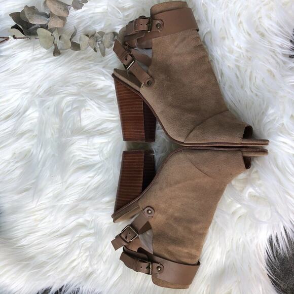 Joes Jeans Shoes Block Heel Ankle Boot Open Toe Double Strap Tobacco Tan 9 - Picture 4 of 14